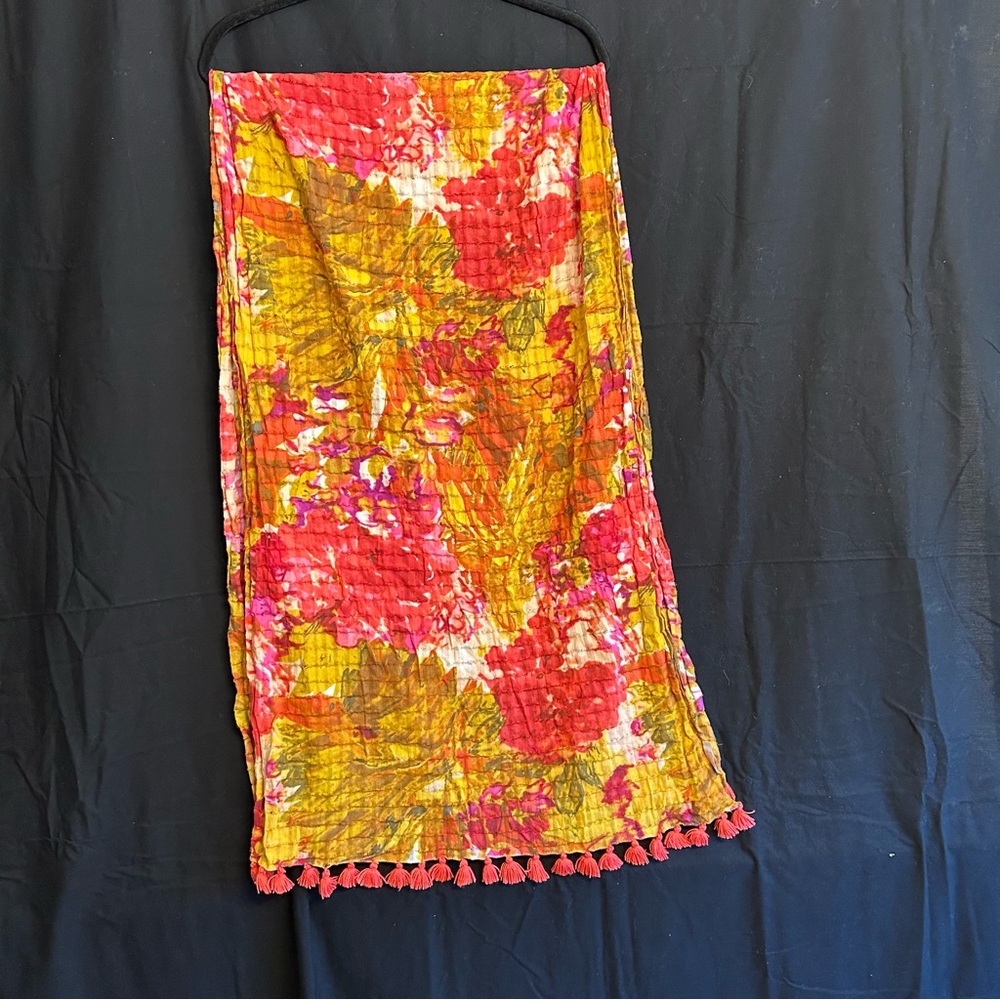 J. Crew Pink and Yellow Floral Scarf